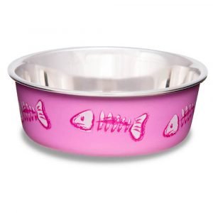 Comedero para gatos rosado diseño pez
