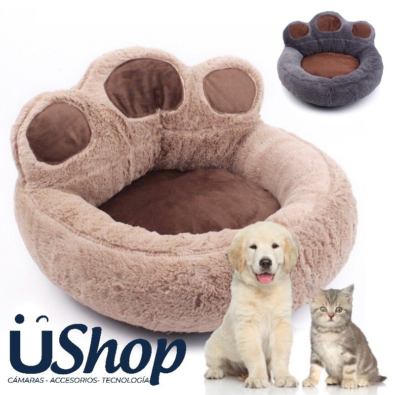 CAMA MASCOTA GATO PERRO COJIN HUELLA PORTABLE LAVABLE 68X62CM
