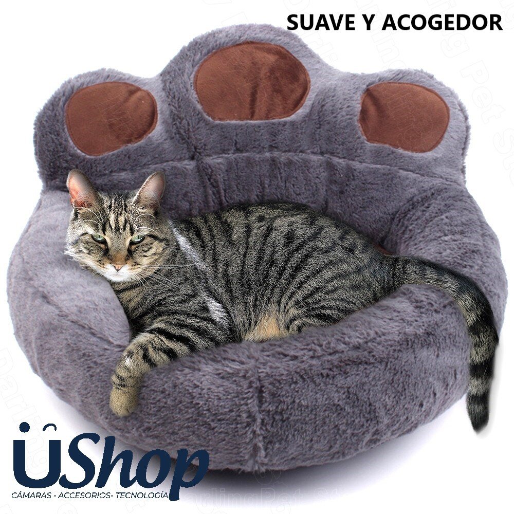 CAMA MASCOTA GATO PERRO COJIN HUELLA PORTABLE LAVABLE 68X62CM - Image 2