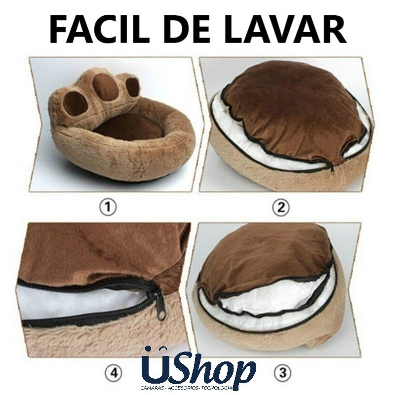 CAMA MASCOTA GATO PERRO COJIN HUELLA PORTABLE LAVABLE 68X62CM - Image 3