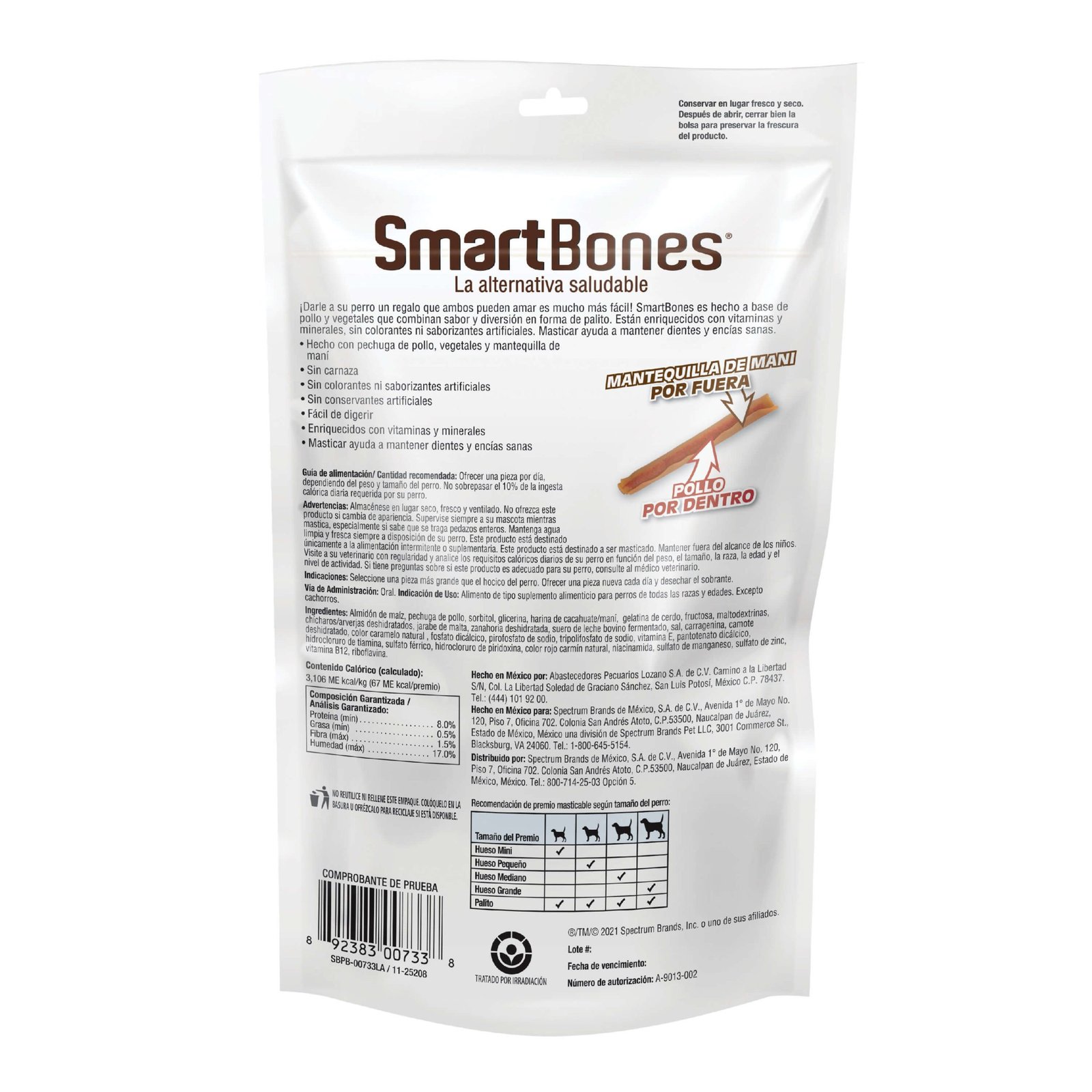 Snack para perro Smartbones sin artificiales mantequilla de maní mini 5 und - Image 2