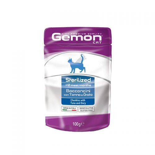 GEMON ALIMENTO HUMEDO PARA GATO ESTERILIZADO CON ATUN Y BESUGO 100GR