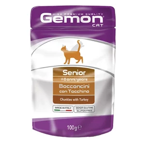 GEMON ALIMENTO HUMEDO PARA GATO SENIOR CON PAVO 100 GR
