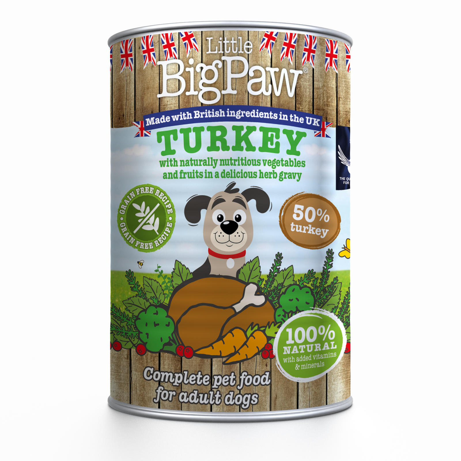 Comida humeda para perro Little Big Paw Pavo, arandanos y brocoli 390 gr