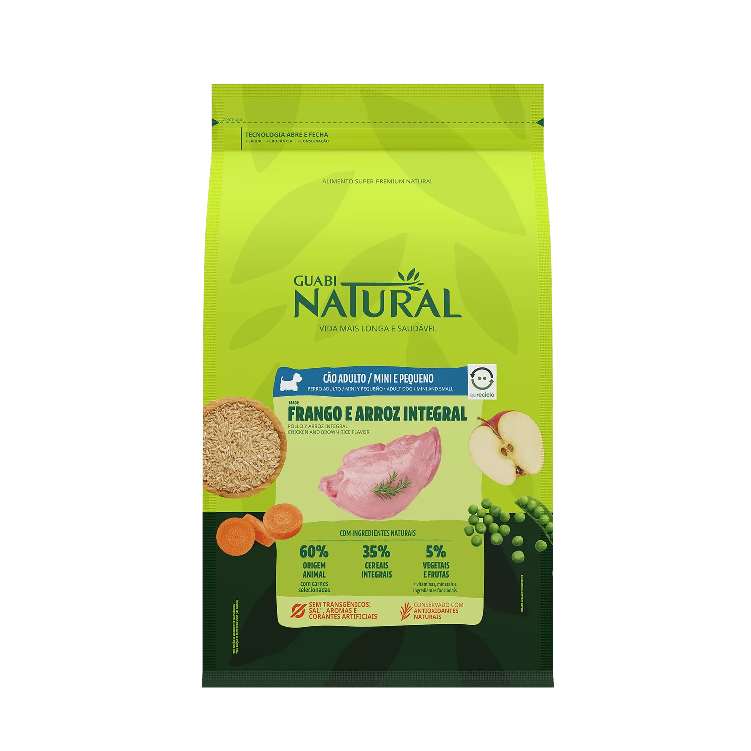 GUABI NATURAL PERRO ADULTO RAZA MINI Y PEQUEÑA SABOR POLLO Y ARROZ INTEGRAL