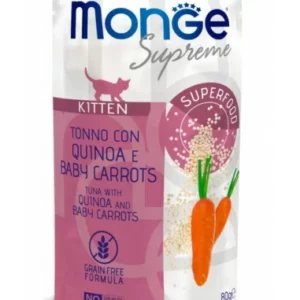 Monge supreme pouch kitten atun, quinoa y zanahoria 80g