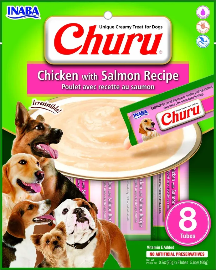 Churu Treat for Dogs (160 g) – Chicken with Salmon Recipe | Snack Cremoso para Perros