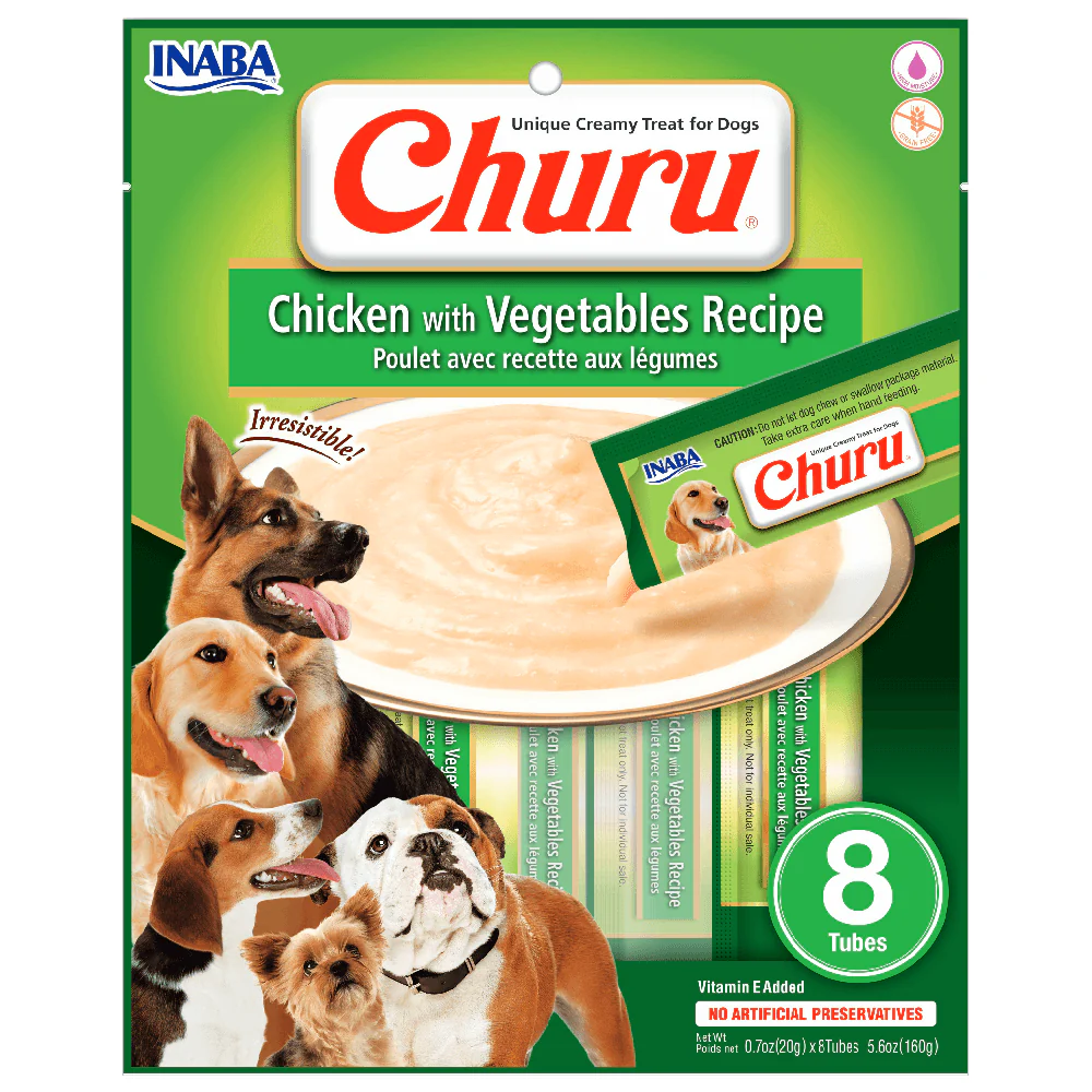 Churu Treat for Dogs (160 g) – Chicken with Vegetables Recipe | Snack Cremoso para Perros