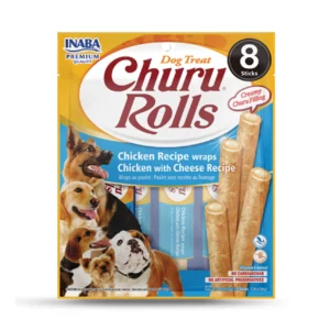 Churu Rolls Dog Treat – Chicken Recipe Wraps Chicken with Cheese | Snack Cremoso para Perros
