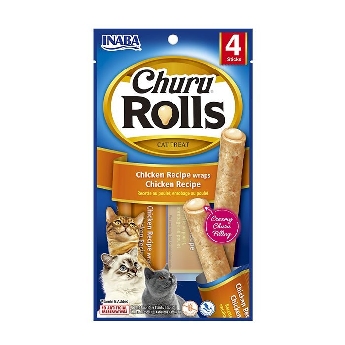 Churu Rolls Cat Treat – Chicken Recipe Wraps Chicken Recipe | Snack Cremoso para Gatos