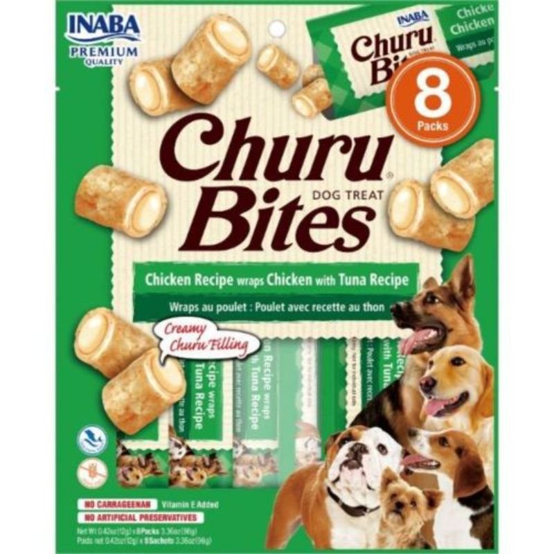 Churu Bites Dog Treat – Chicken Recipe Wraps Chicken with Tuna | Snack Cremoso para Perros
