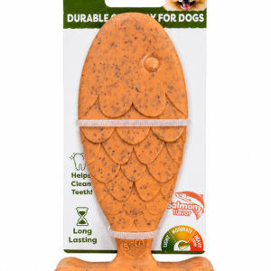 Juguete Mordedor Dental para Perros con sabor a Salmon en forma de Pescado