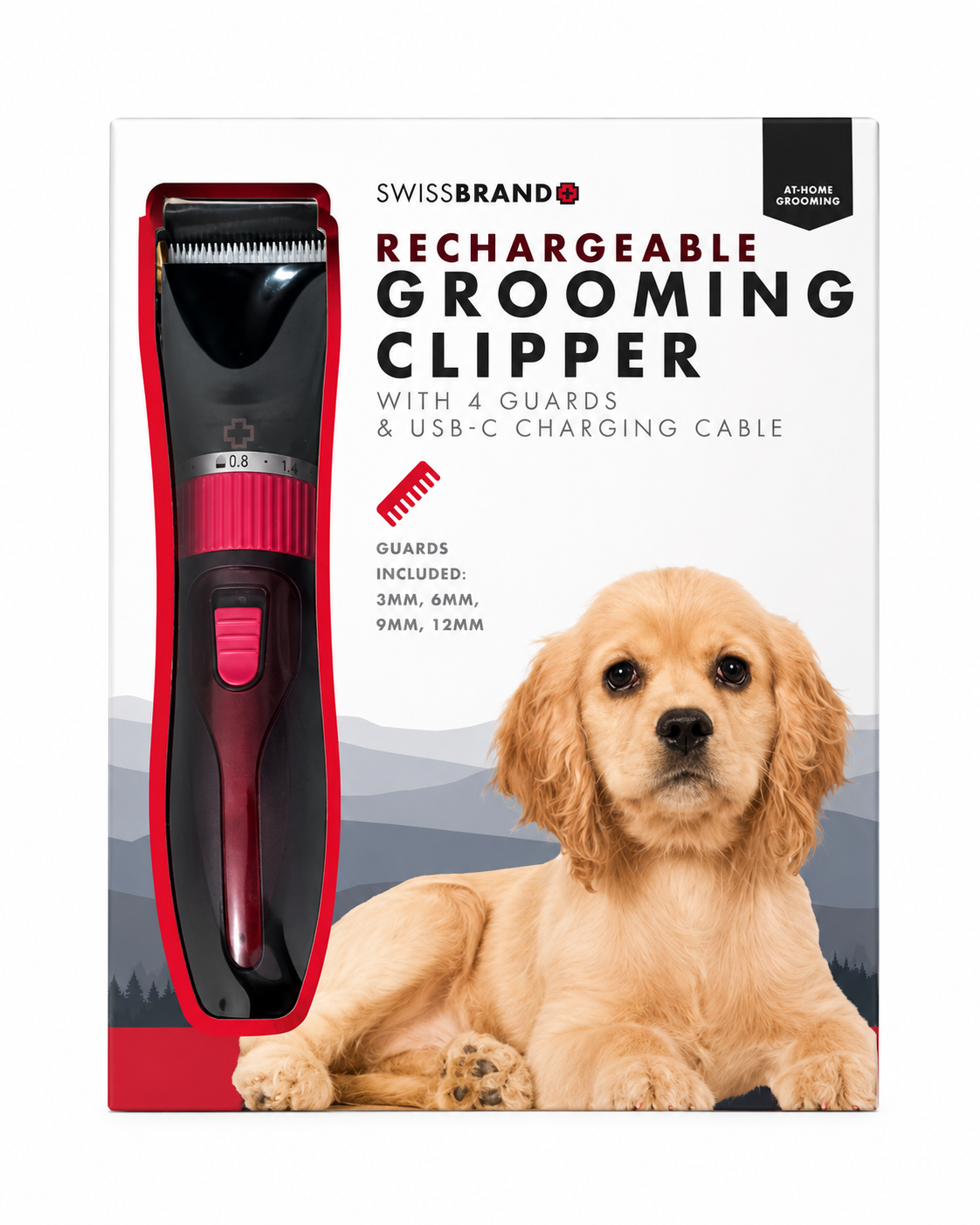 Maquina Cortapelo Recargable para Mascotas SwissBrand USB-C con 4 Peines