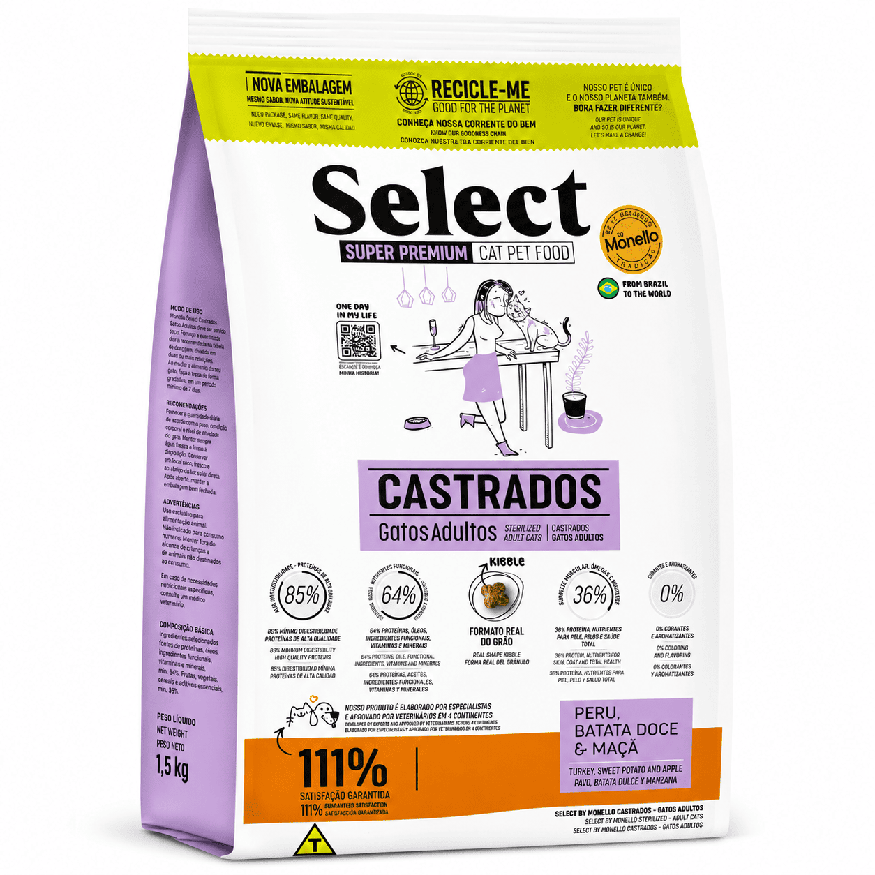 Monello Select Super Premium Gatos Castrados 1,5kg