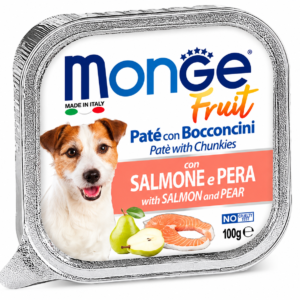 Monge dog fruit bandeja salmon y pera 100g