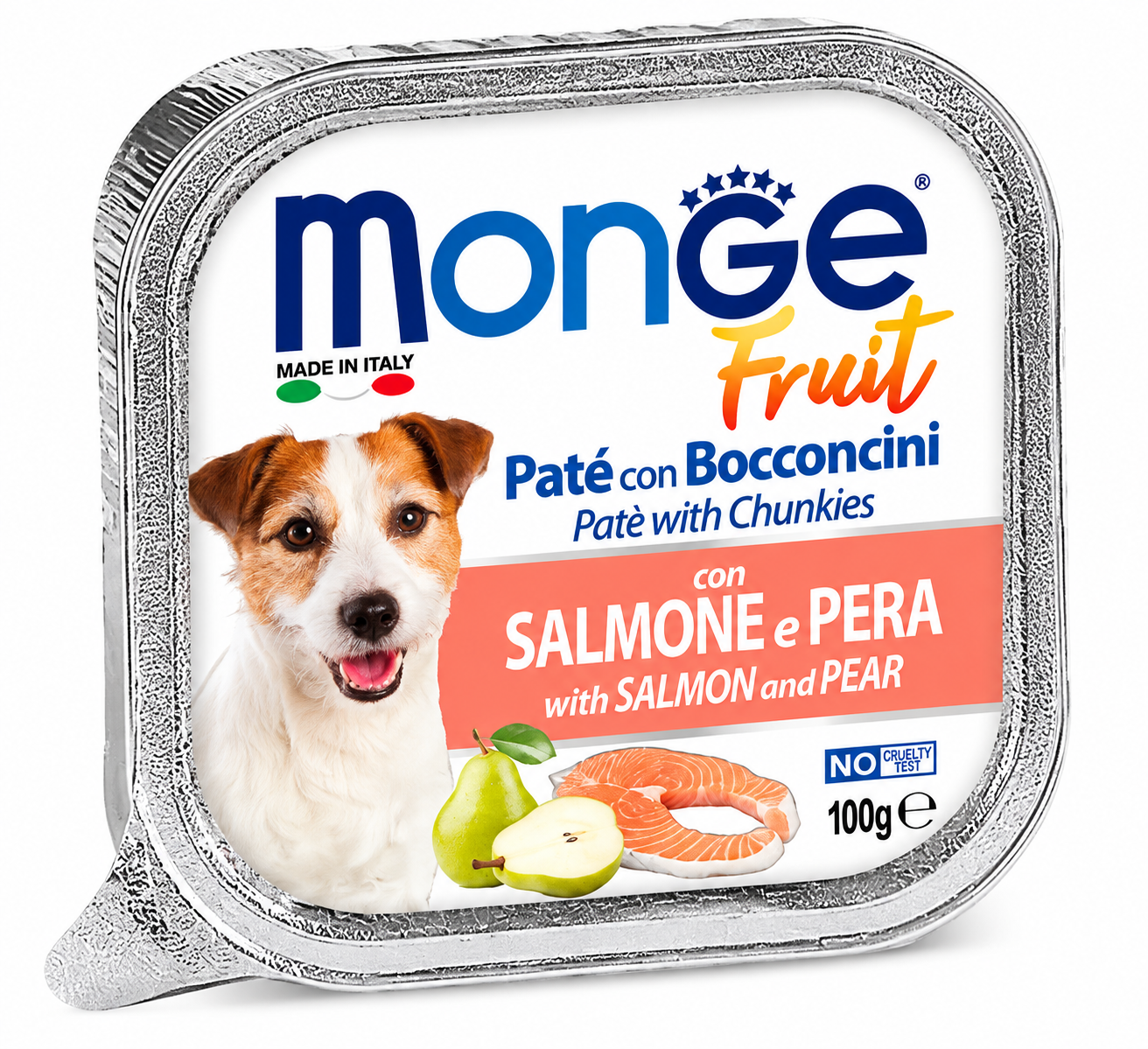 Monge dog fruit bandeja salmon y pera 100g