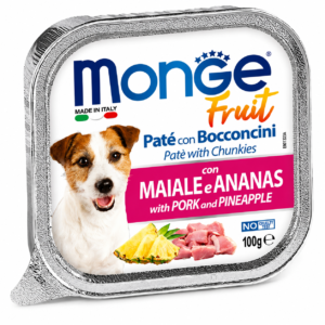 Monge dog fruit bandeja cerdo y piña 100g