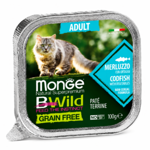 Monge bwild cat adult pate bacalao y vegetales 100g