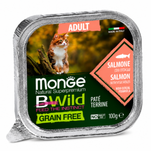 Monge bwild cat adult pate salmon y vegetales 100g