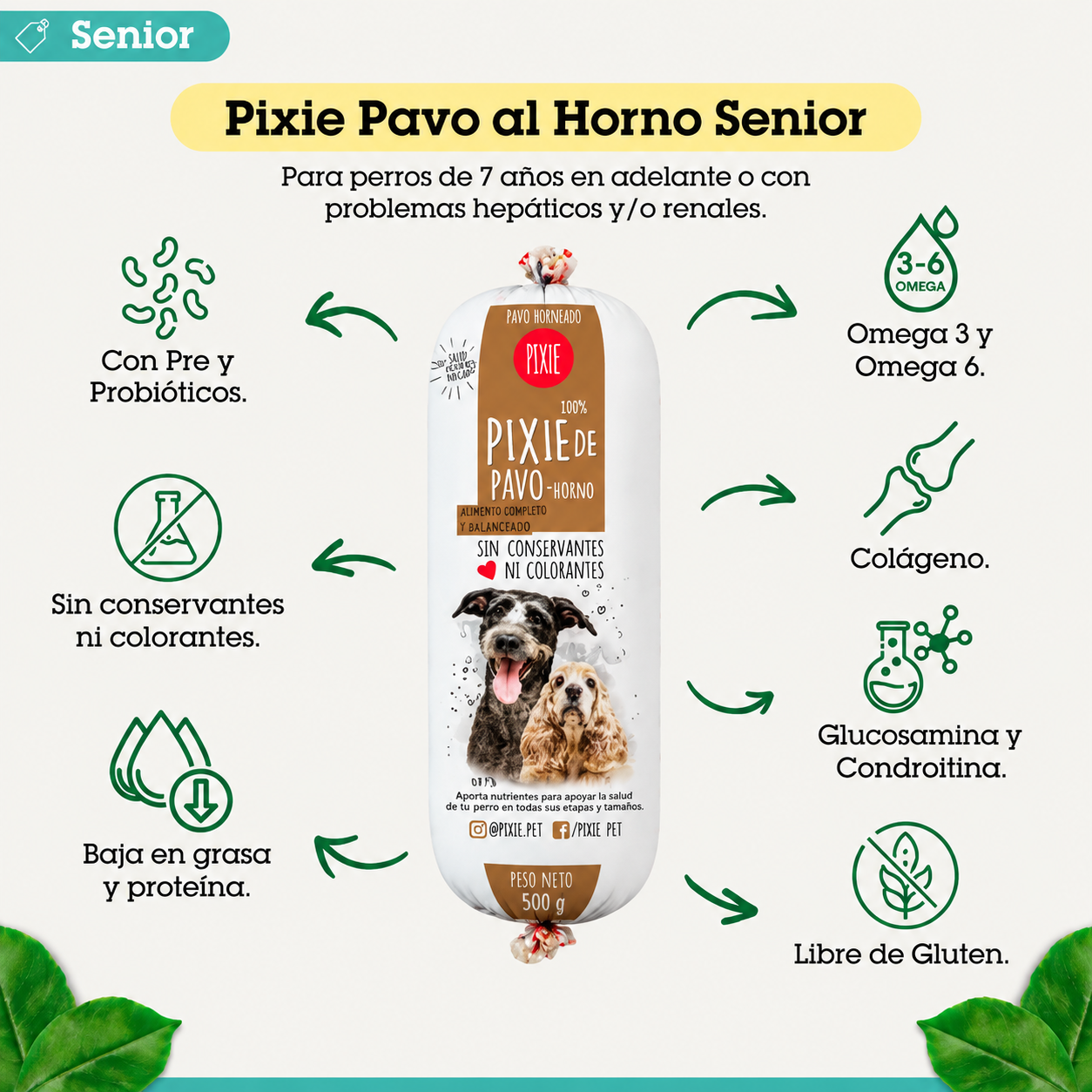PIXIE DIETA HORNEADA PAVO PARA PERROS SENIOR (BAJA EN GRASA Y PROTEINA) 500GR - Image 2