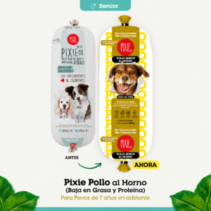 PIXIE DIETA HORNEADA POLLO BAJO EN GRASA Y PROTEINA PARA PERROS SENIOR 500GR