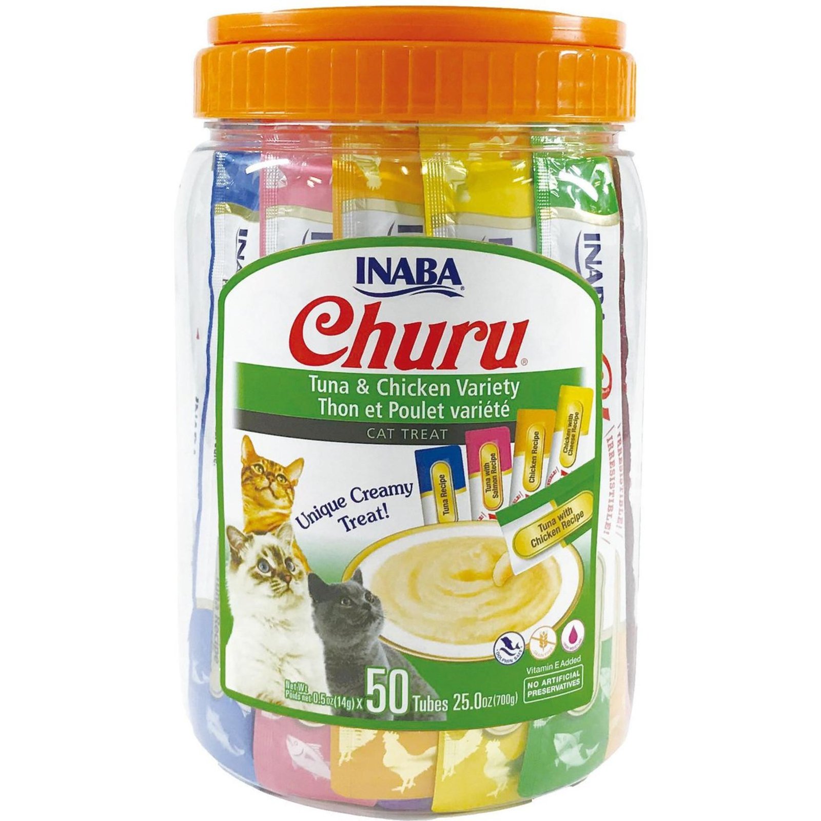 Inaba Churu Gatos Atún Y Pollo 50 Tubitos 700 G