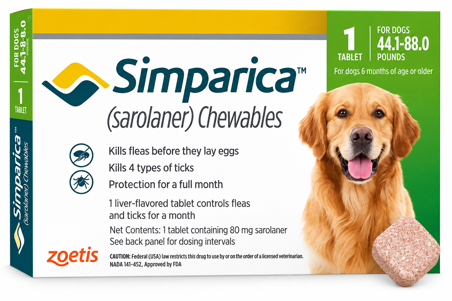 Desparasitante Externo Perro Simparica 80 mg 20-40 Kg 1 Tableta
