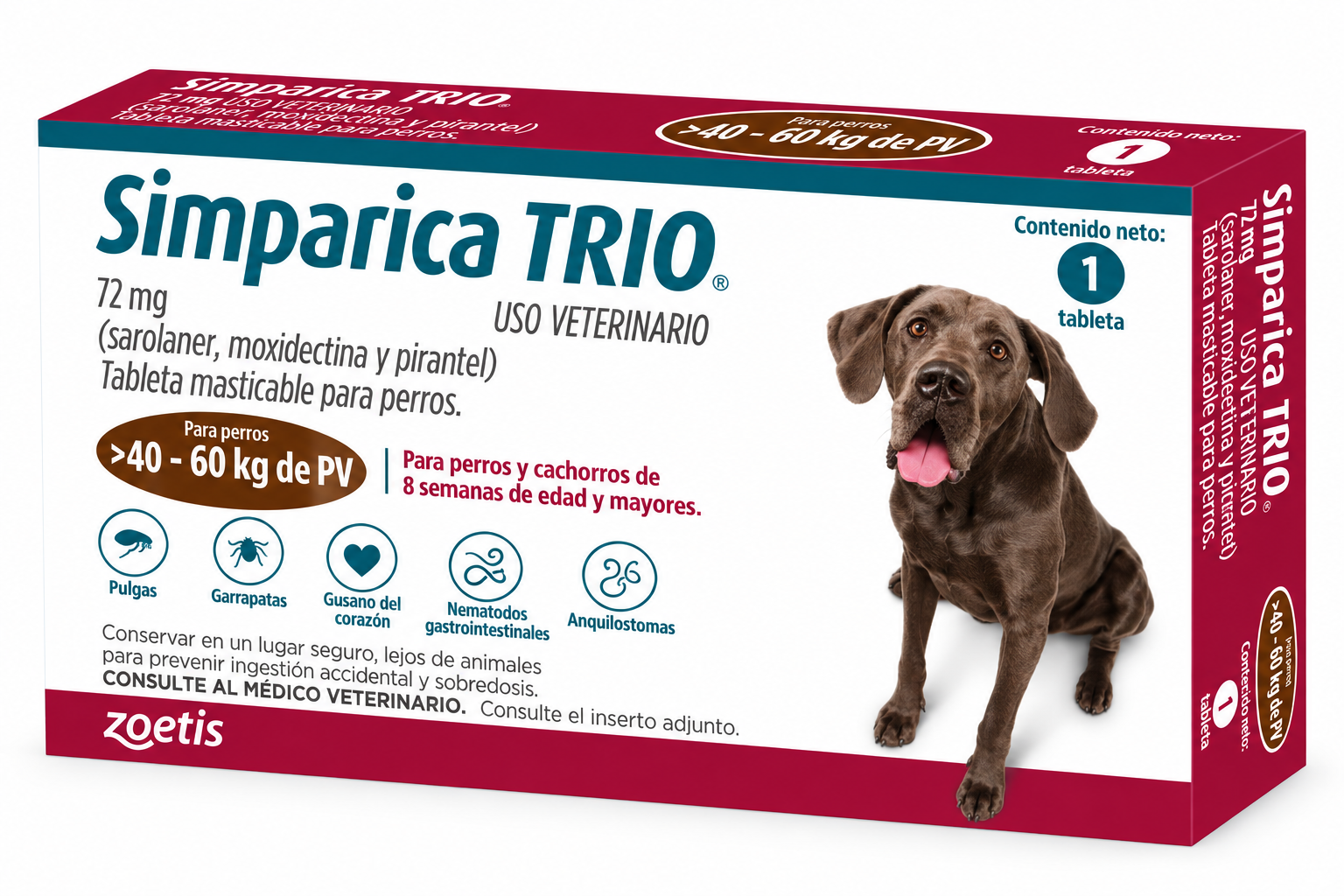 Simparica Trio 40 A 60 Kg Caja X 1 Tableta
