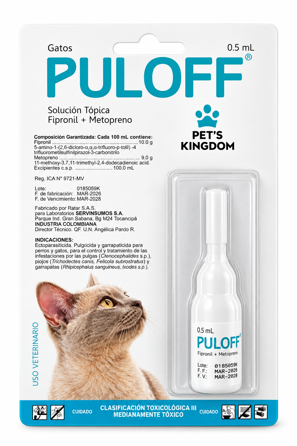 Puloff Antiparasitario externo para gatos de Amplio Expectro 0,5ml