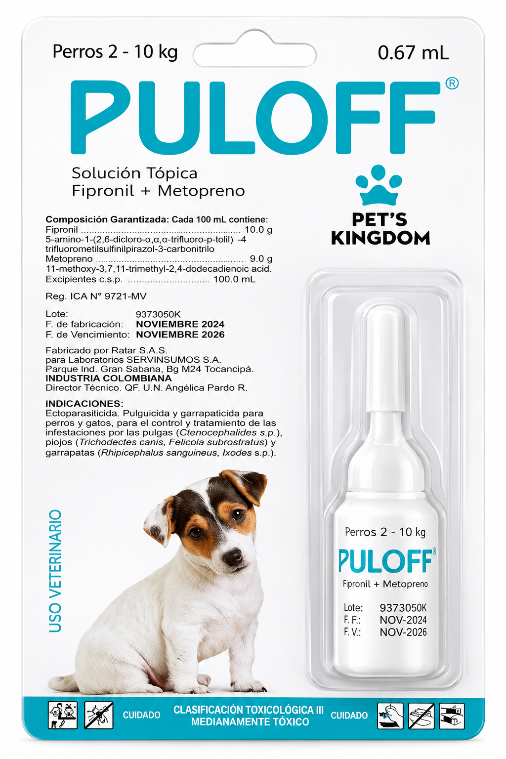 Puloff Antiparasitario externo para Perros de Amplio Expectro 2-10kg