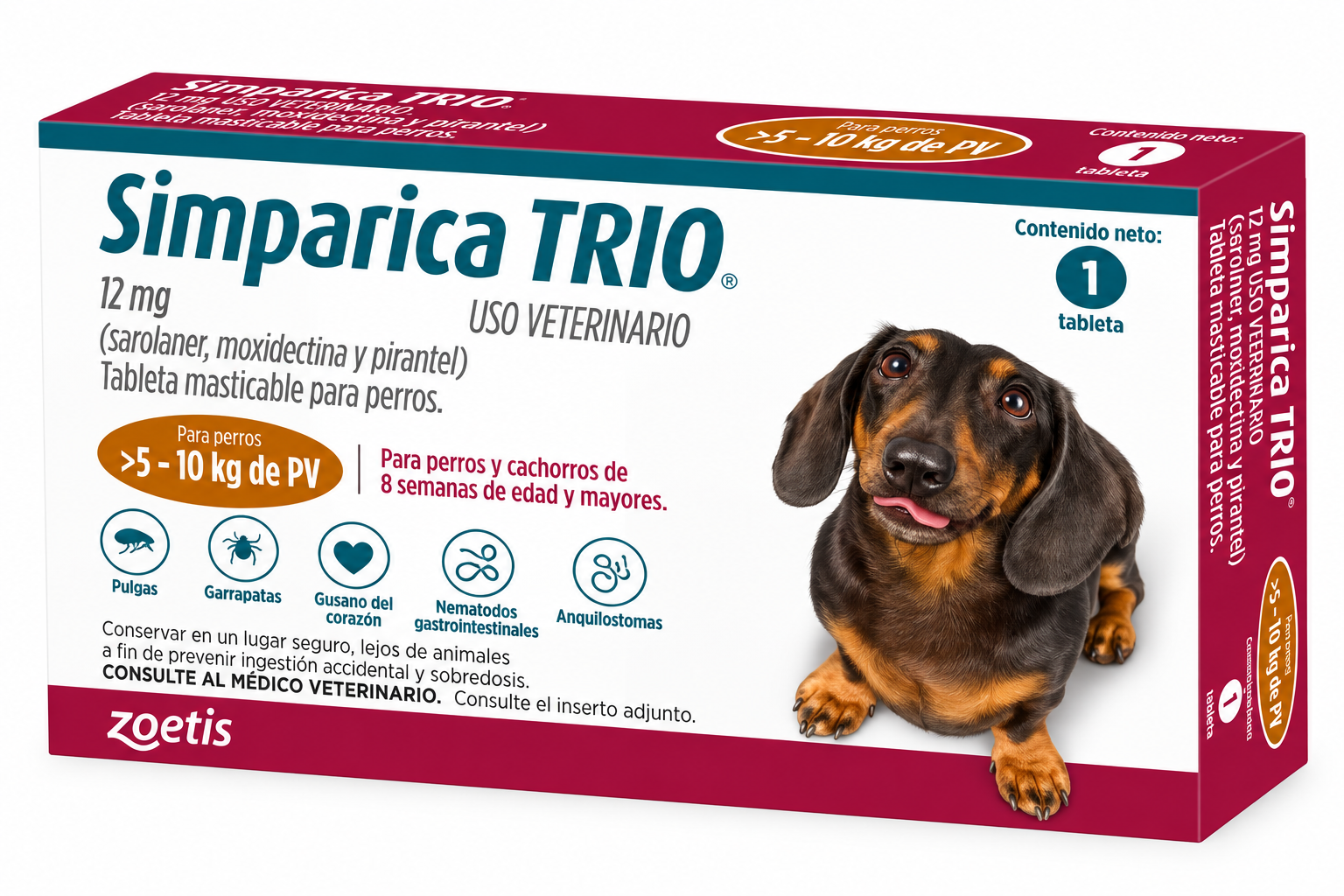 Desparasitante Interno Y Externo Perro Simparica Trio 5 - 10kg