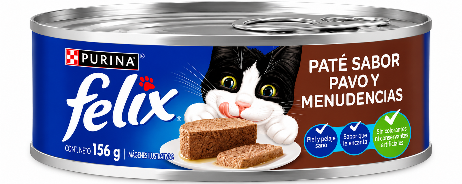 ALIMENTO HUMEDO FELIX PATE PAVO Y MENUDENCIAS X 156 GR